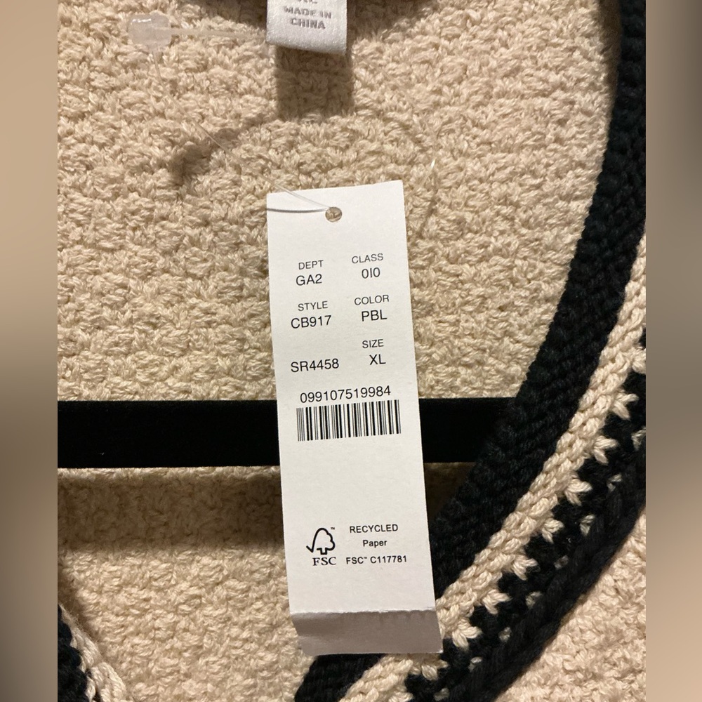 J.Crew NWT Cream And Black Lady Jacket Cardigan Woman Size X-Large Old Money - Picture 8 of 15
